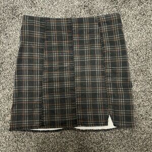 Plaid Women's Skirt - Black and Brown